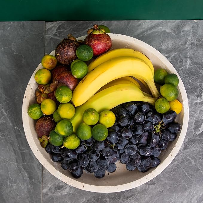 Natural Travertine Fruit Bowl 11.8" – Large Decorative Bowl & Travertine Decor - Image 6