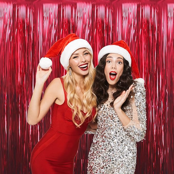 GOER 3.2 ft x 9.8 ft Metallic Tinsel Foil Fringe Curtains Party Photo Backdrop - Image 3