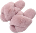 Evshine Women's Fuzzy Slippers Cross Band Memory Foam House Slippers Open Toe by Evshine