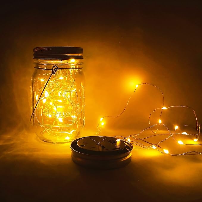 Solar Mason Jar Lights, 4 Pack 30 Led Starry Fairy String Hanging Jar Lights - Image 6
