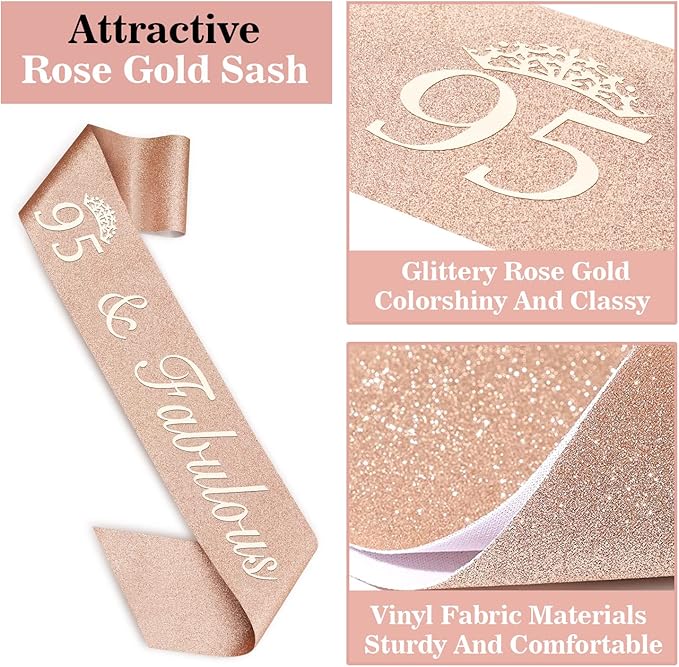 95th Birthday Decorations for Women Including Birthday Sash, Numeral Candles - Image 4