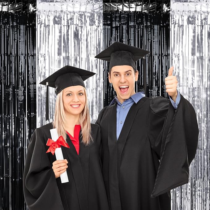 3 Pack 3.3Ft x 6.6Ft Graduation Foil Fringe Curtain Backdrop Decorations - Image 7