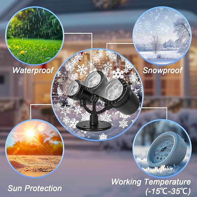 Christmas Snowflake Projector Lights Outdoor, Timing Mode Upgrade 3-Head - Image 2
