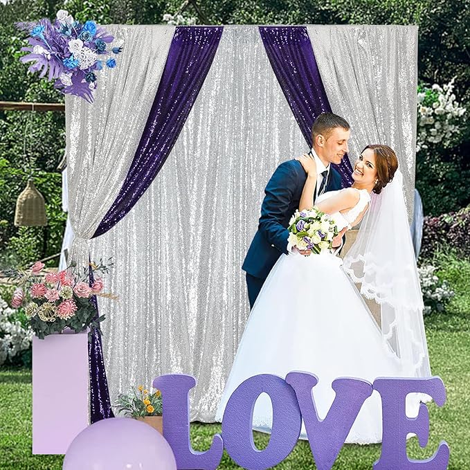 Poise3EHome 4x8ft Purple Sequin Backdrop, Upgrade Shimmer Backdrop - Image 6