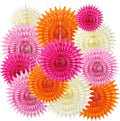 BestoFun 12PCS Paper Fans Hot Pink and Orange Party Decorations Tissue Paper by Unknown