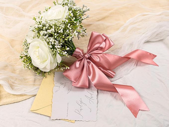 Rose Gold Satin Ribbon 1-1/2 inch X Continuous 50 Yards, Single Face Polyester - Image 6