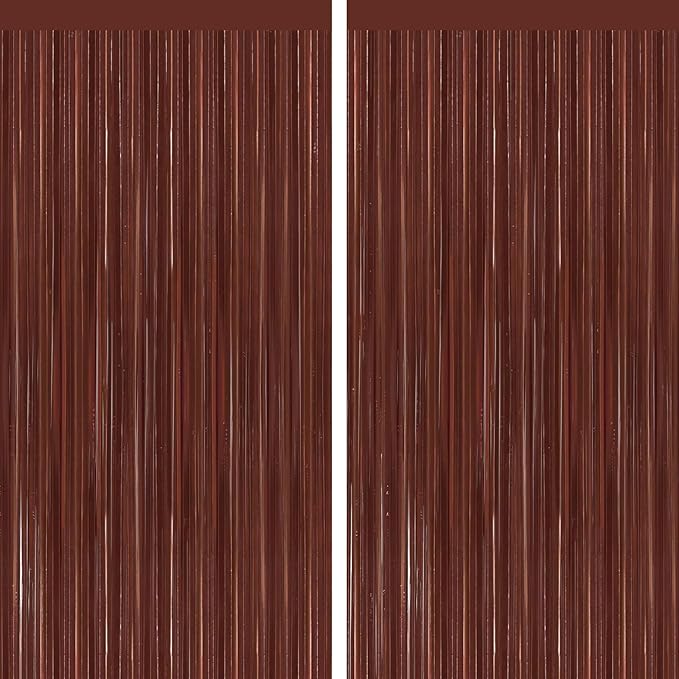 2 Pack Coffee Brown Metallic Tinsel Foil Fringe Curtains, Door Streamers Photo by Unknown