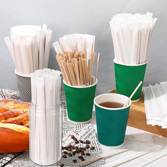 2000 Pcs Individually Wrapped Wooden Coffee Stirrers, Disposable Coffee Stir - Image 5