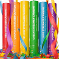6 Pack Streamer Cannon Confetti Poppers | Biodegradable Rainbow Pack | TUR by TURPartySupplies
