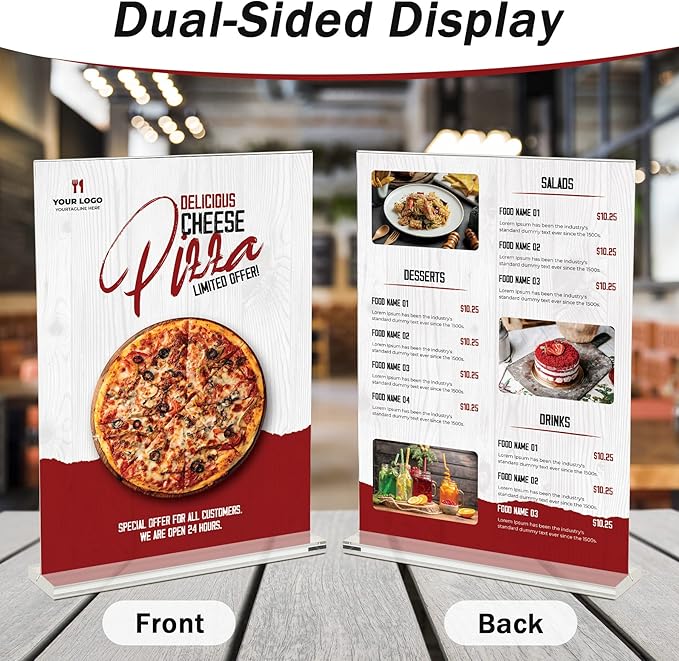 8 Pack Acrylic Sign Holder 8.5 x 11 Vertical - Image 2