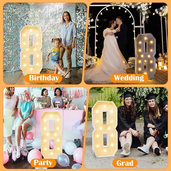 4ft Marquee for Numbers, Mosaic Numbers for Balloons, Light up Numbers for - Image 3