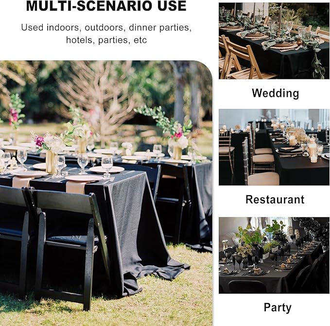 sancua 6 Pack Black Tablecloth 90 x 132 Inch - Image 6
