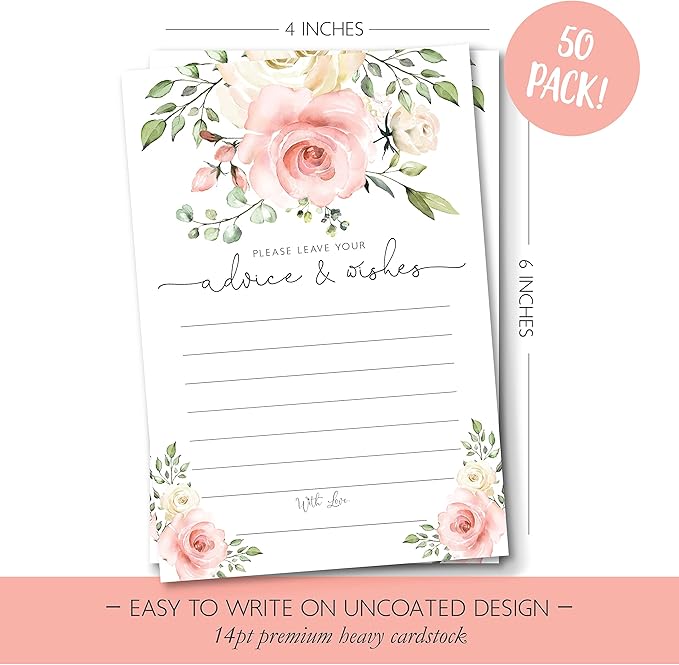 Your Main Event Prints Blush Floral Advice and Wishes Cards - Image 2