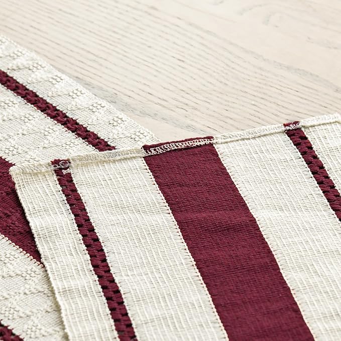 Artoid Mode Red Farmhouse Woven Rustic Table Runner, Seasonal Holiday Hollow - Image 5