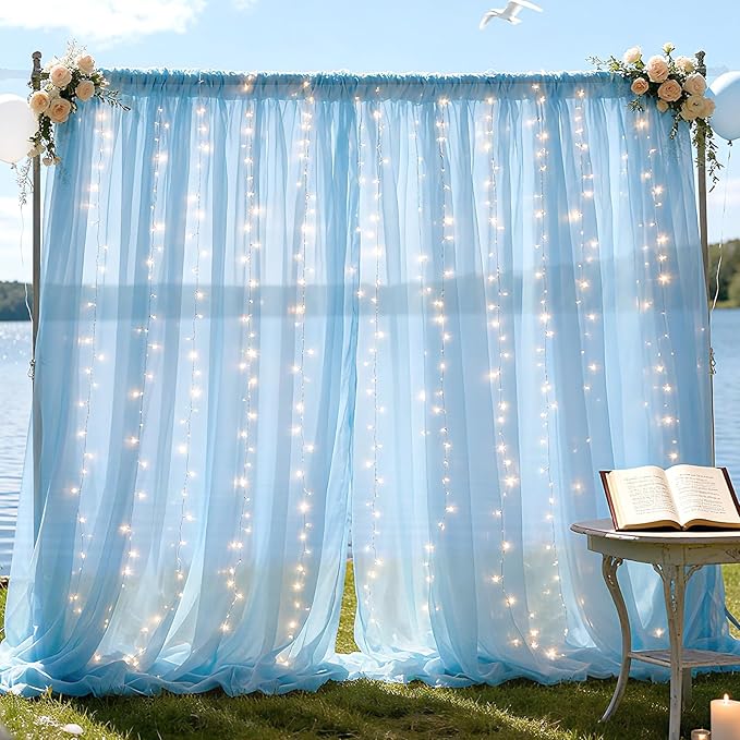 10×8ft Tulle Backdrop Curtains by Ledido