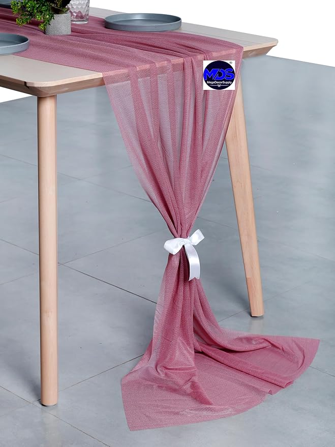 MDS 2 Pack 10ft Chiffon Table Runner 29 x 120 Inches Sheer Wedding Runner - Image 3