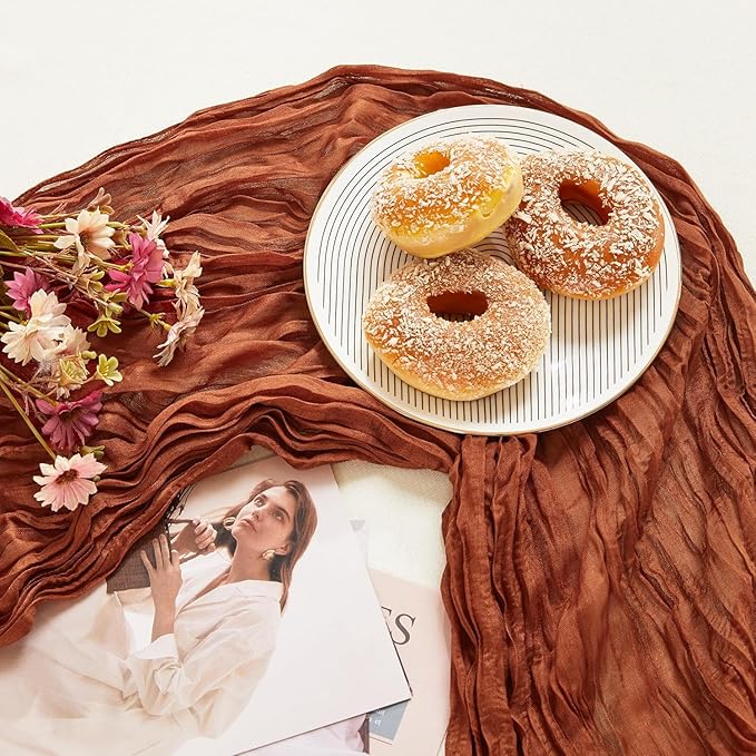 6 Pack Terracotta Cheesecloth Table Runner 10FT Long Boho Gauze Table Runner - Image 6