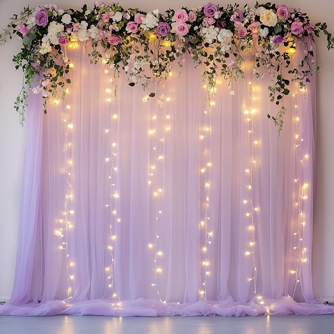 Fomcet Lavender Tulle Backdrop Curtains by Fomcet
