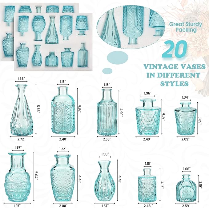 20 Pcs Glass Bud Vase Set Small Vintage Flower Vase in Bulk - Image 2