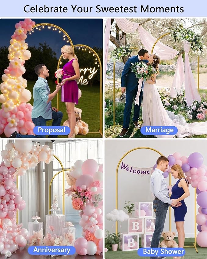 HEMMOTOP Metal Arch Backdrop Stand Set of 2, Wedding Arch Frame, Stable - Image 6