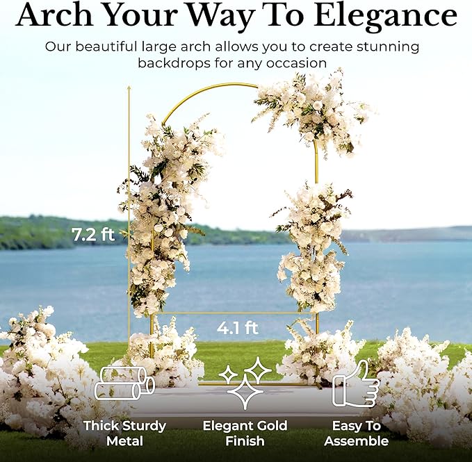 7.2FT Gold Wedding Backdrop Arch Stand - Image 6