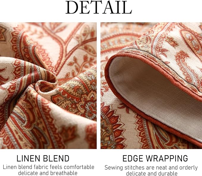 ISAENNE Designer Elegant Red Linen Extra Long Table Runner 118 Inches, Vintage - Image 5