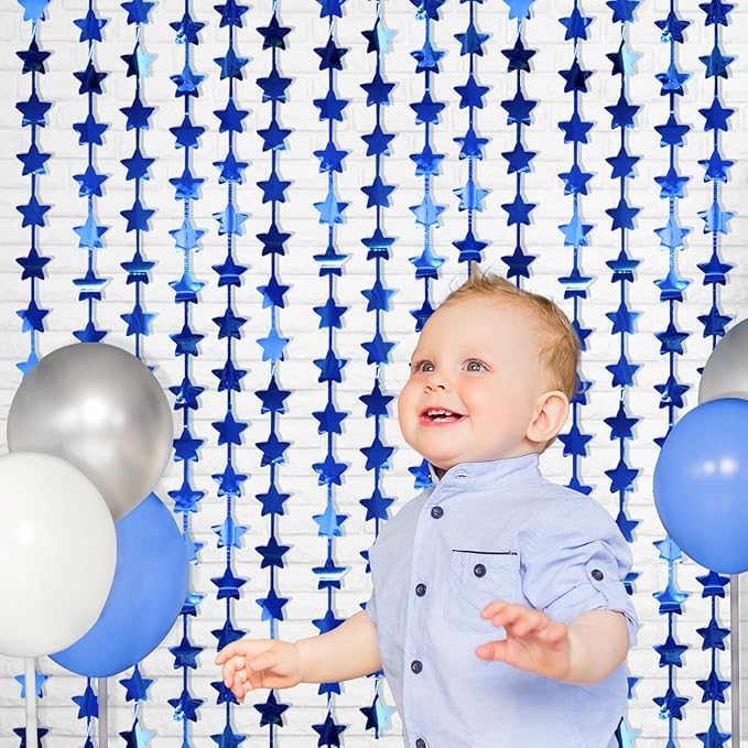 LOLStar 2Pack Blue Happy Birthday Party Decorations 3.3X6.6ft Each Navy Star - Image 7