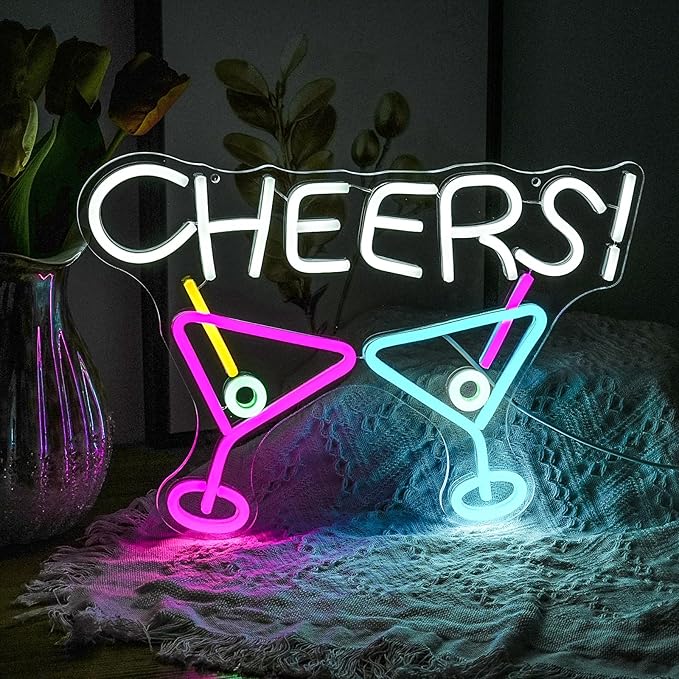 Cheers Neon Sign, Bar Cocktail Neon Sign - Image 2