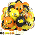 Construction Balloons, 12 Inch Black Yellow Orange Truck Printed Confetti by Saxuxu