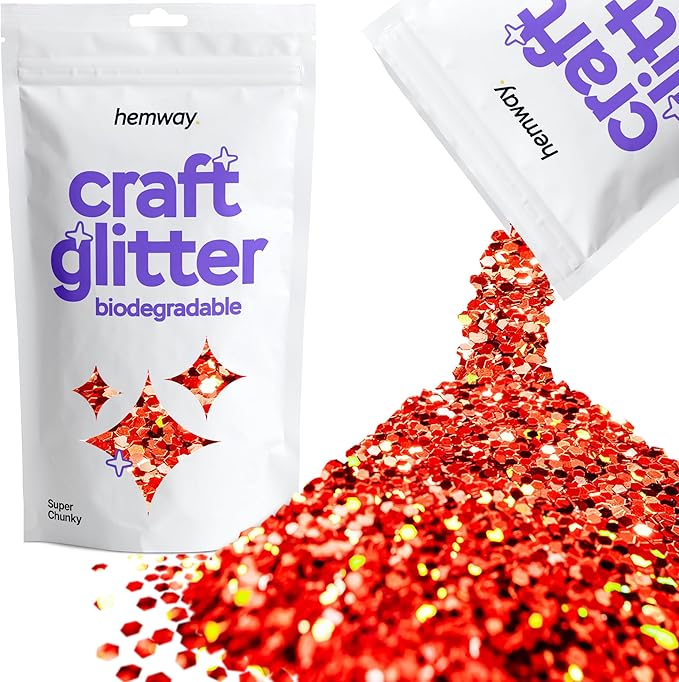 Hemway Red Holographic Eco Friendly Craft Glitter 100g / 3.5oz by Hemway