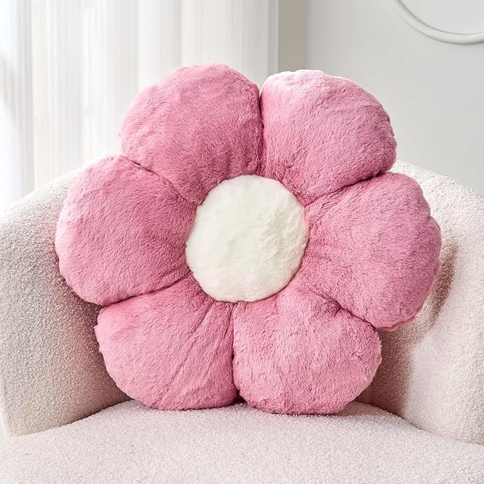 Dusty Rose Flower Pillow, Cute Decorative Flower Shaped Throw Pillow by Kcvvcr