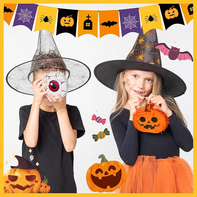 6 Pcs Halloween Piñata Set Small Pumpkin Ghost Tombstone Bat Eyeball Witch Jar - Image 5