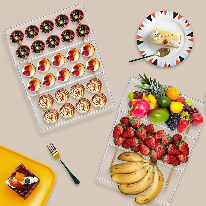 3 Tier Serving Tray Set for Entertaining, Acrylic Wedding Dessert Table Display - Image 5