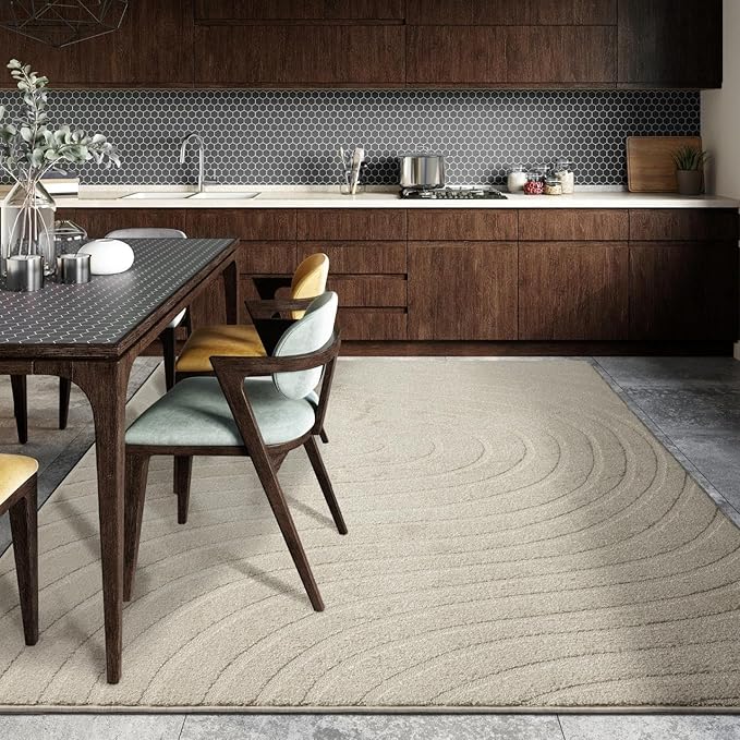 LUXE WEAVERS Modern Geometric Wave Cream 6x9 Area Rug - Image 4