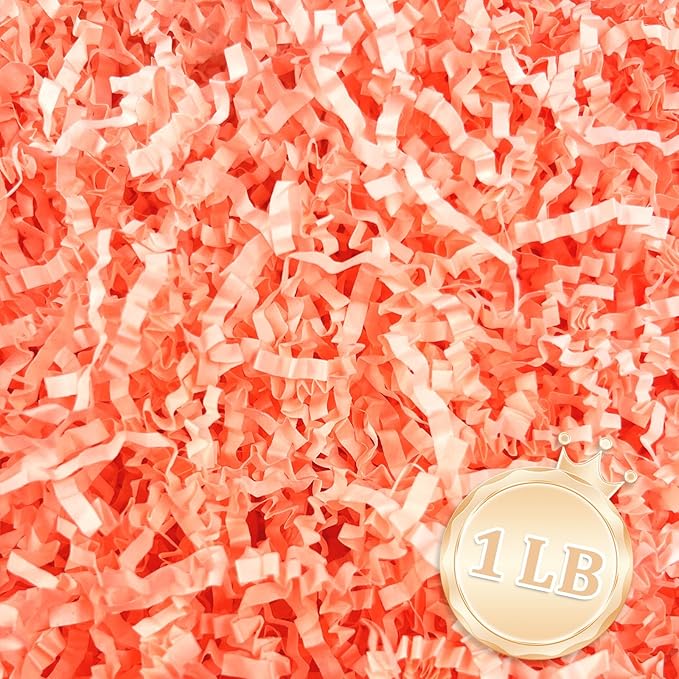 1 LB Fluorescent Pink Crinkle Cut Paper Shred Filler Great by Zankubom