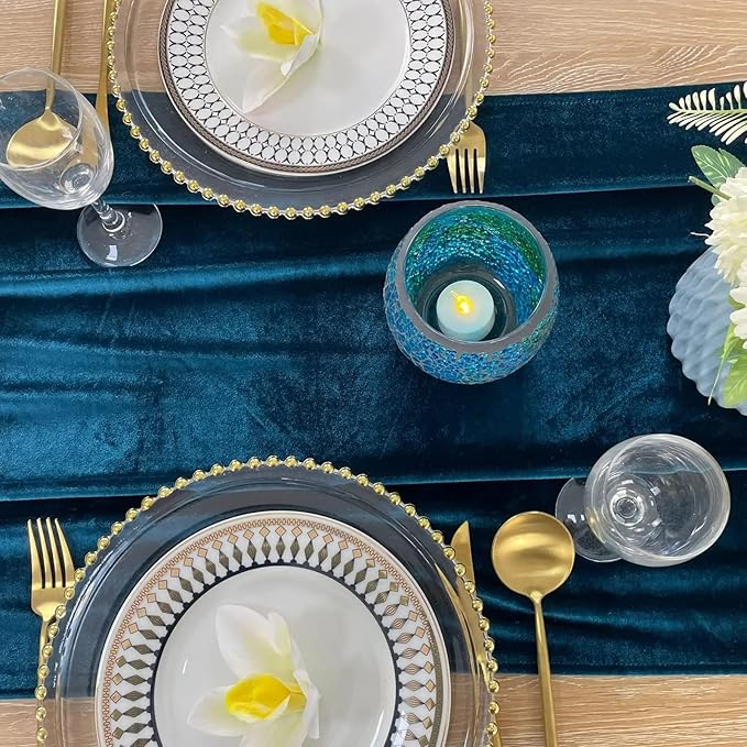 Luxurious Velvet Table Runner, 10ft Wedding Reception Decorations, 20x120inch - Image 2