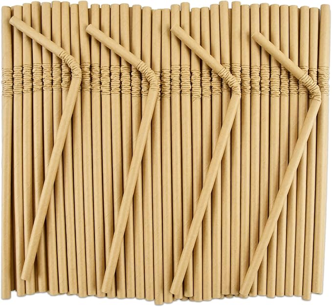 Brown Kraft Bendy Paper Straws, 7.75" x 0.24", 250 Ct. - Image 6