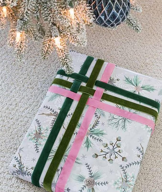 Olive Green Christmas Velvet Ribbon - Image 6