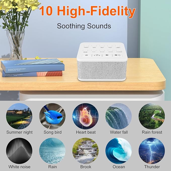 LUXSWAY Sound Machine, Volume Control & 3 Timers Setting, Memory Function Sleep - Image 2