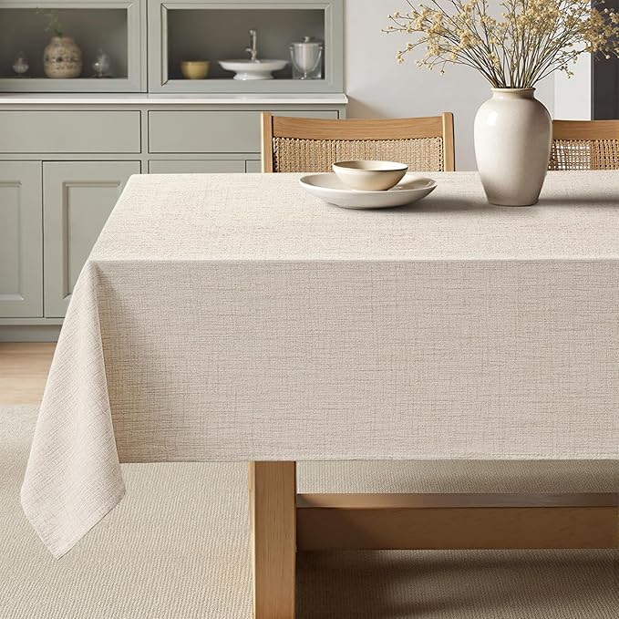 MIULEE Grayish White Linen Tablecloth 60x104 Inch Rectangle Table Cloth by MIULEE