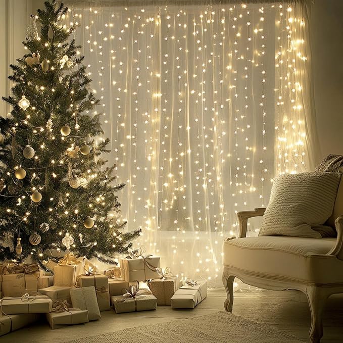 2 Pack Fairy Curtain Lights, 300 LED Upgraded Tangle-Free Hanging Lights - Image 4