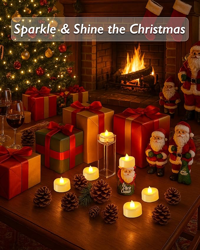 Raycare 100 Pack LED Tea Lights Battery Operated, 200+Hour Flickering Votive - Image 6