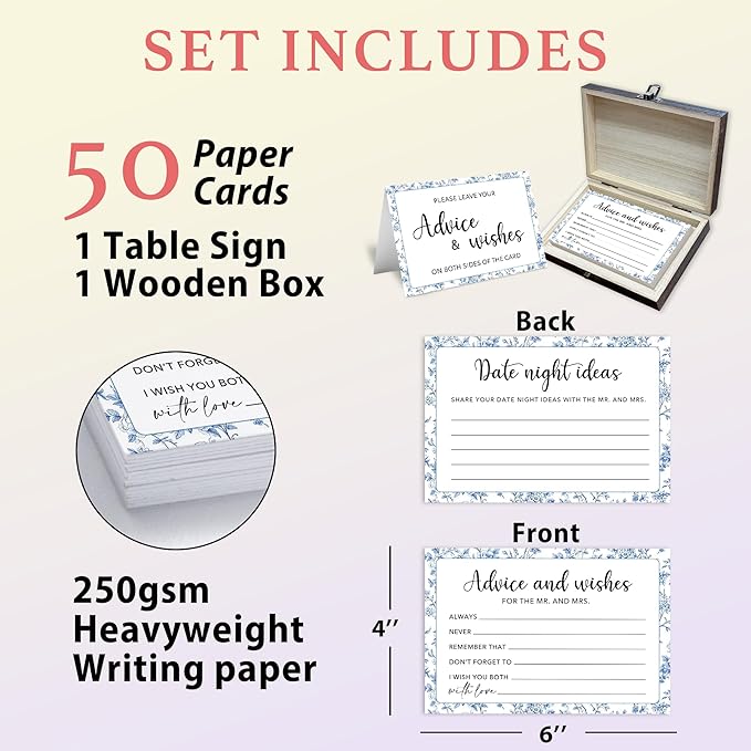 50 Pcs Advice and Wishes for the Mr and Mrs Cards in Box - Image 2