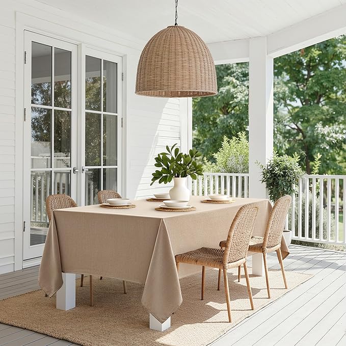 MIULEE Brown Linen Tablecloth 60x84 Inch Rectangle Table Cloth Waterproof - Image 8