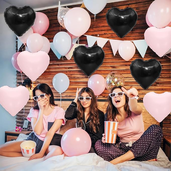 Black and Pink Heart Balloons - Image 6