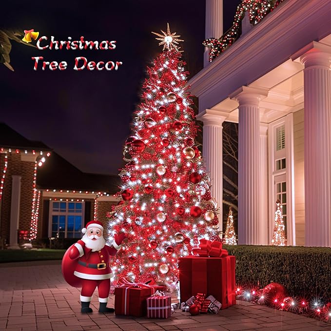 JMEXSUSS 2 Pack Red and White Christmas Lights, Each 100 LED 33ft Solar String - Image 2