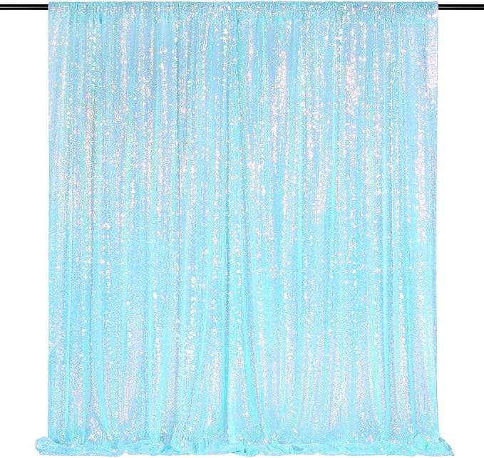 Blue Iridescent Sequin Backdrop 8ft x 8ft Glitter Photo Booth Black Backdrop by QueenDream