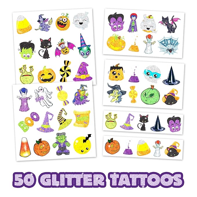 Assorted Glitter Halloween Tattoos – Sparkly Temporary Tattoos - Image 2
