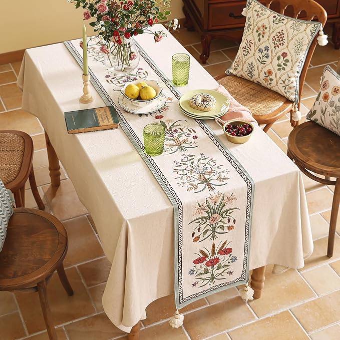 ISAENNE Designer French Country Linen Table Runner 118 Inches Extra Long - Image 7