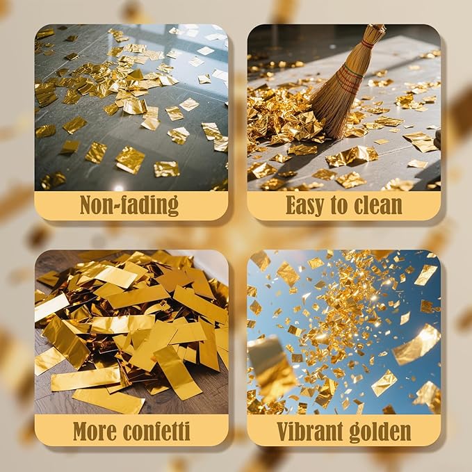 12 Inch Gold Confetti Poppers | 5 Pack Confetti Cannons - Image 7
